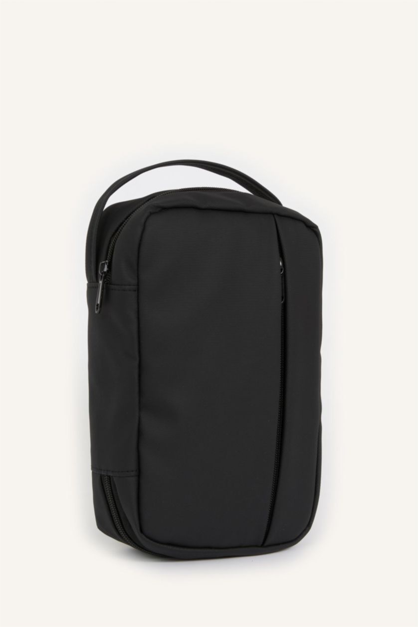 MAN Black Faux Leather Crossbody Bag