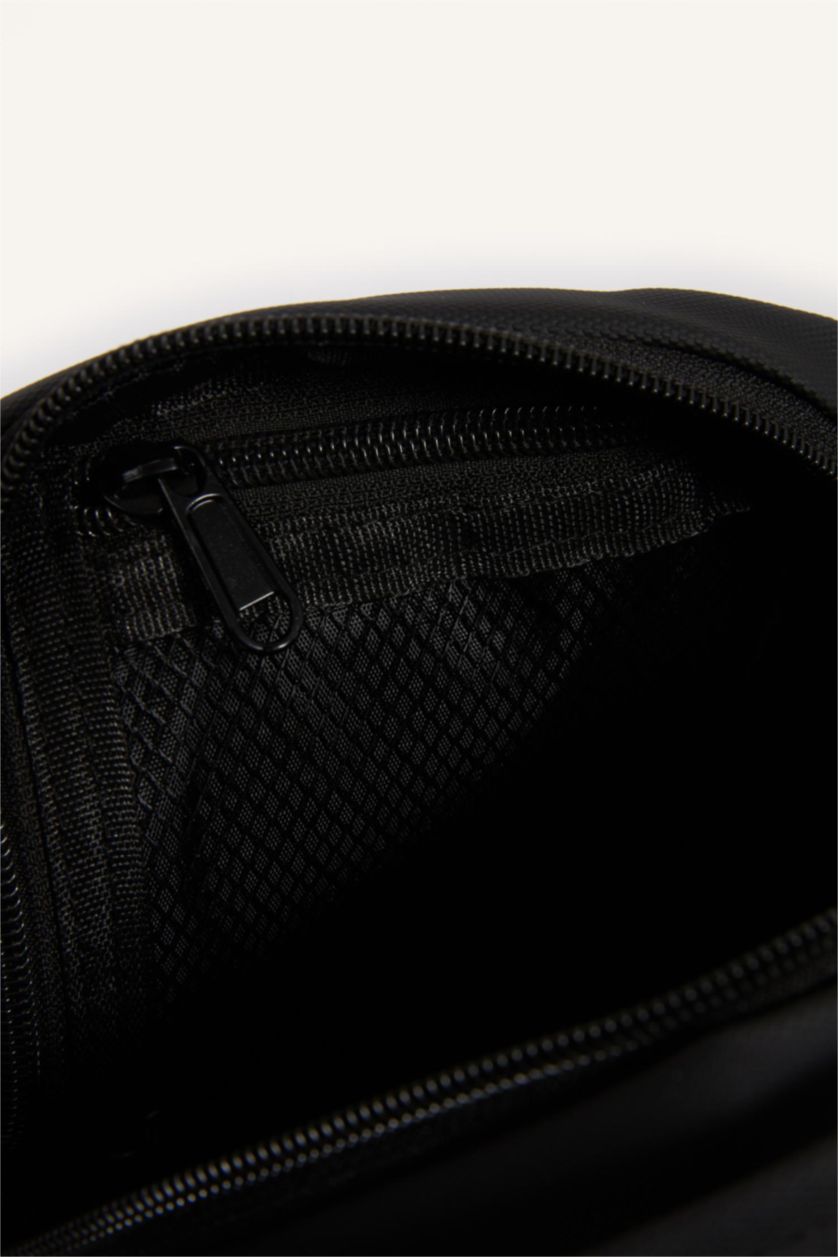 MAN Black Faux Leather Crossbody Bag