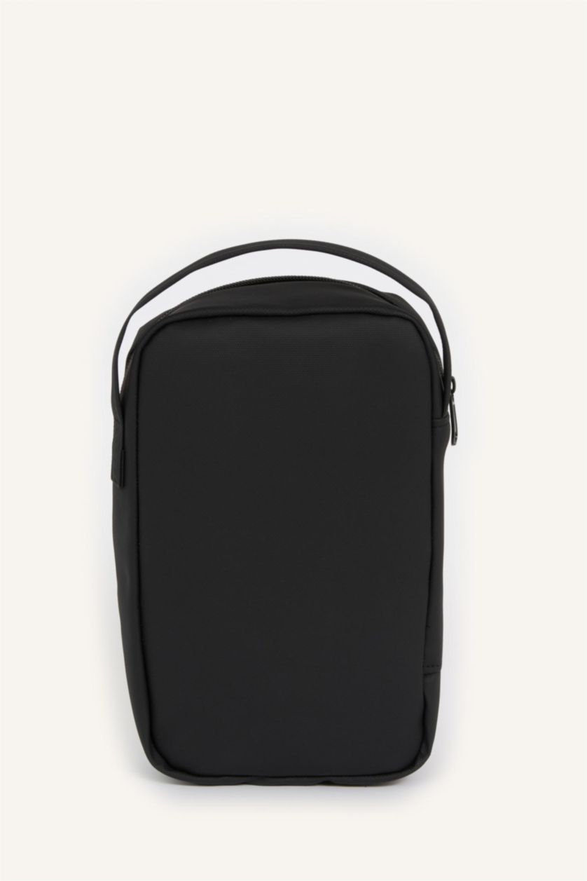 MAN Black Faux Leather Crossbody Bag