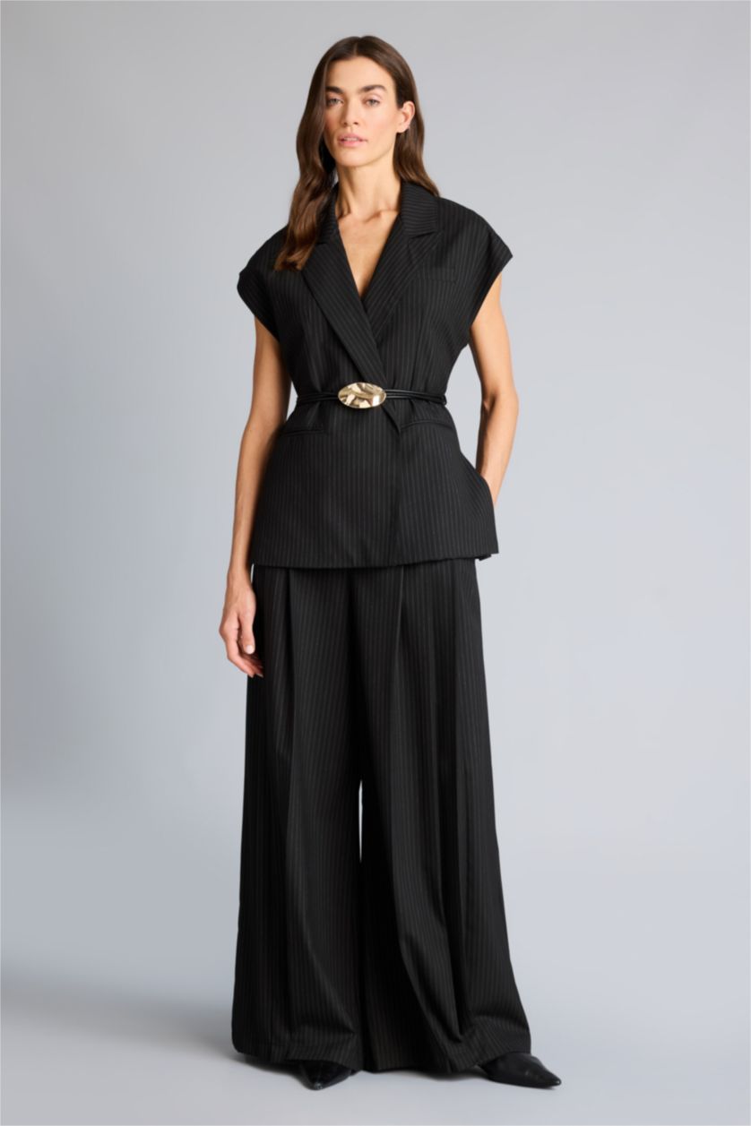 WOMAN Black Jacket Collar Vest