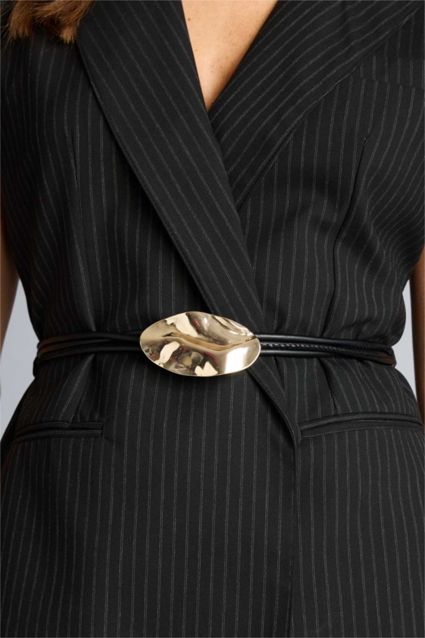 WOMAN Black Jacket Collar Vest