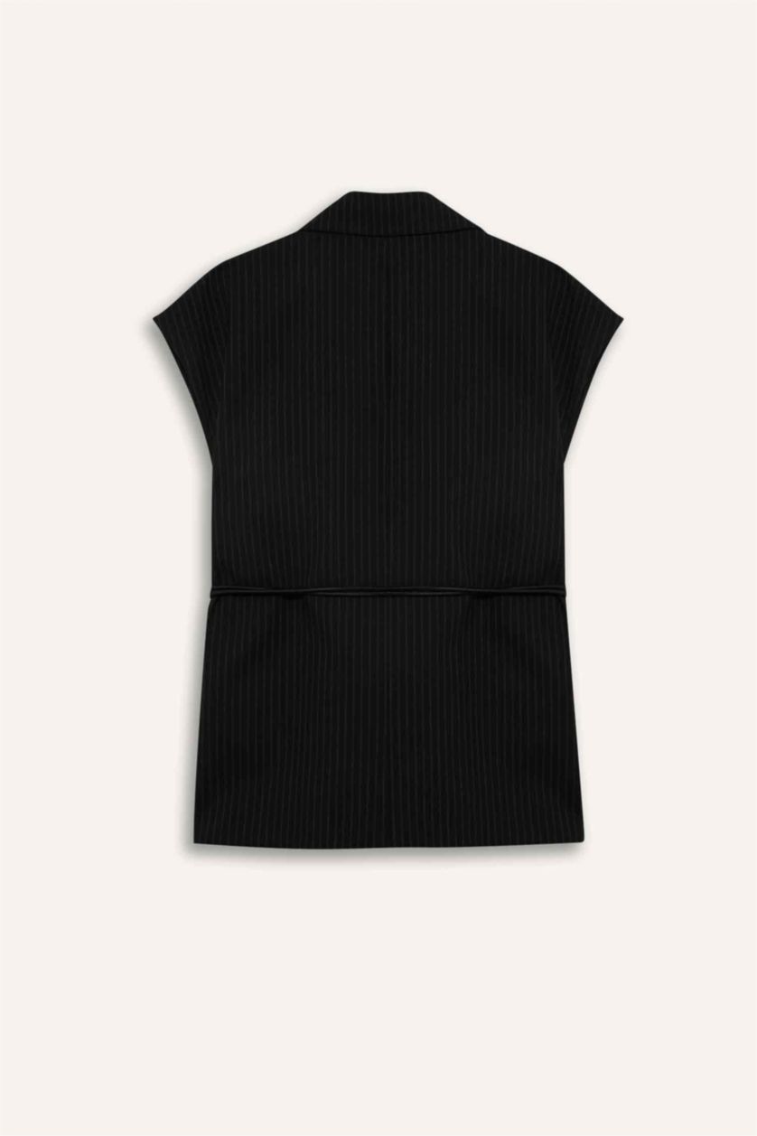WOMAN Black Jacket Collar Vest