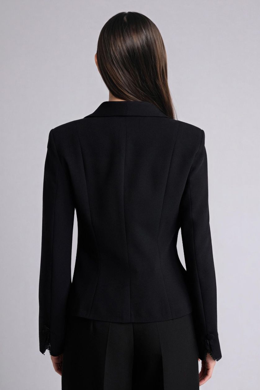 Kadın Siyah Fıtted Krep Blazer Ceket