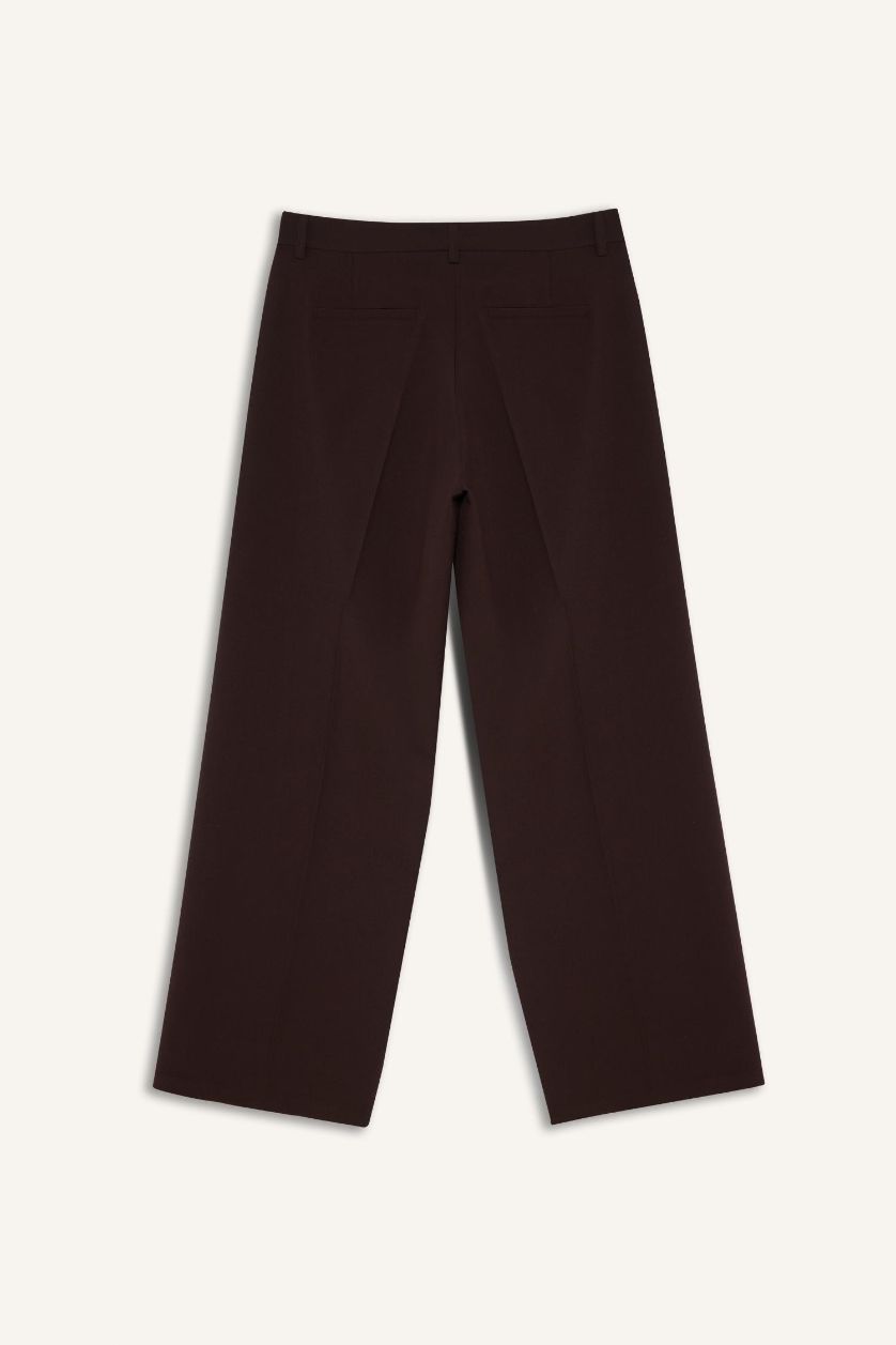 Kadın Kahve Straight Fit Yüksek Bel Pantolon