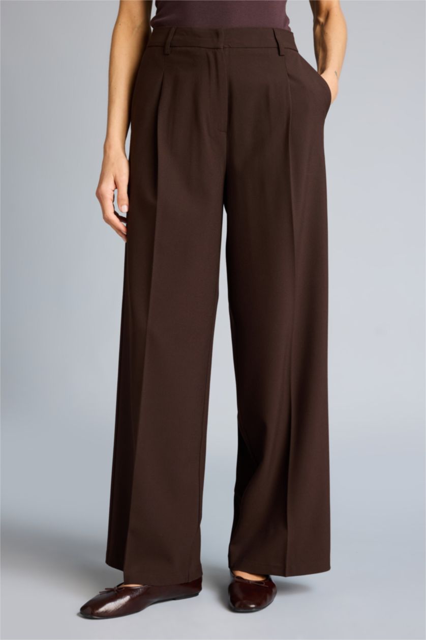 نساء بني بنطرون قصة مستقيمة برجل عادي وخصر عالي