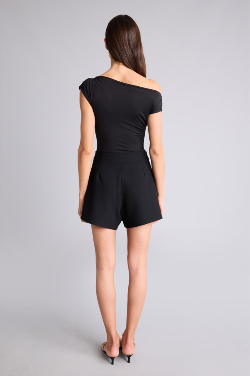 Woman Black High Waist Shorts