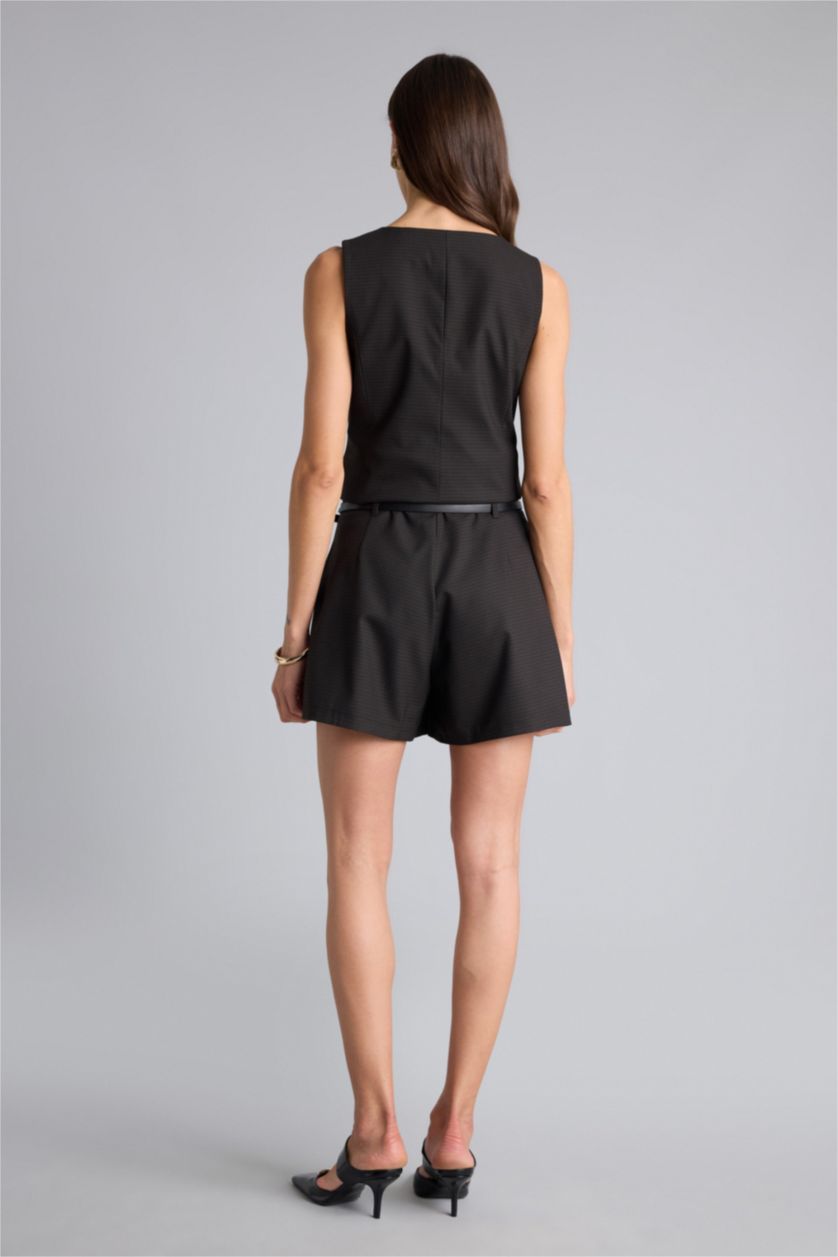 Kadın Kahve Kemerli Şort Etek