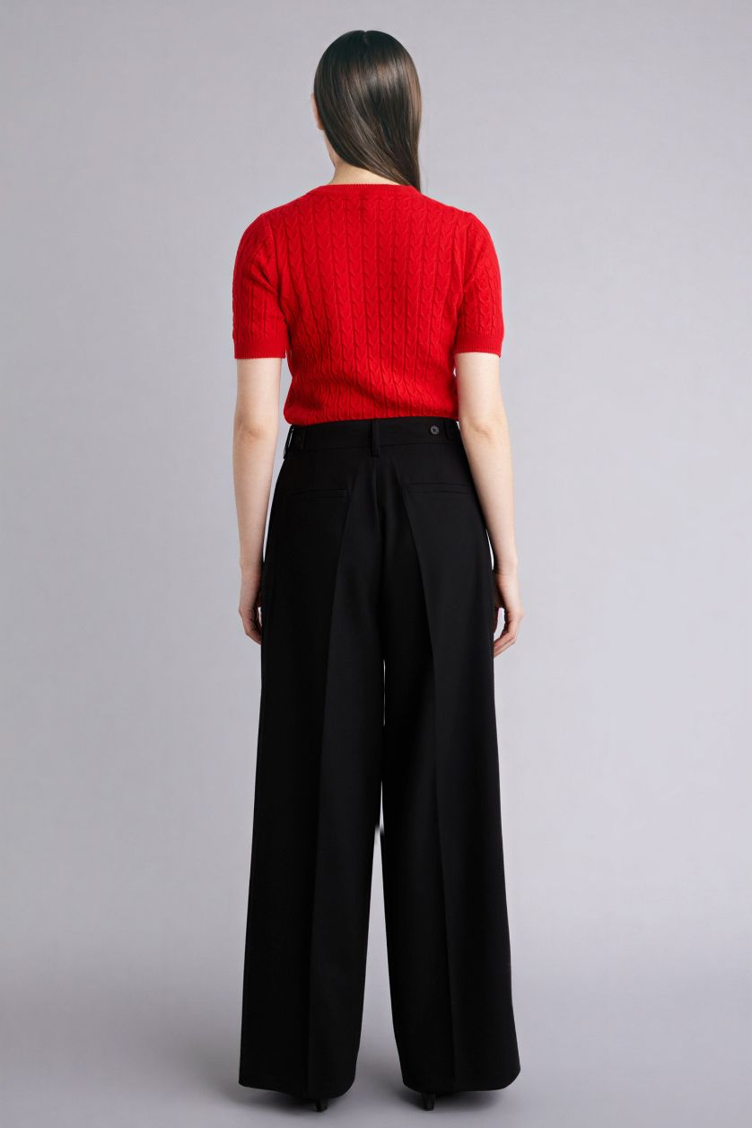 Woman Black Wide Leg Wide Leg Trousers