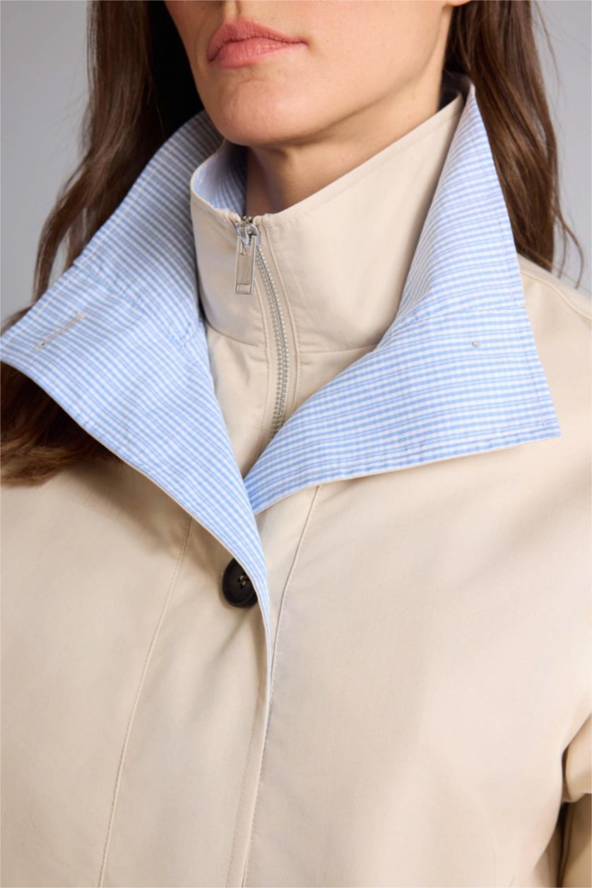 حريمي بيج فاتح Regular Fit Stand Collar Waterproof Jacket