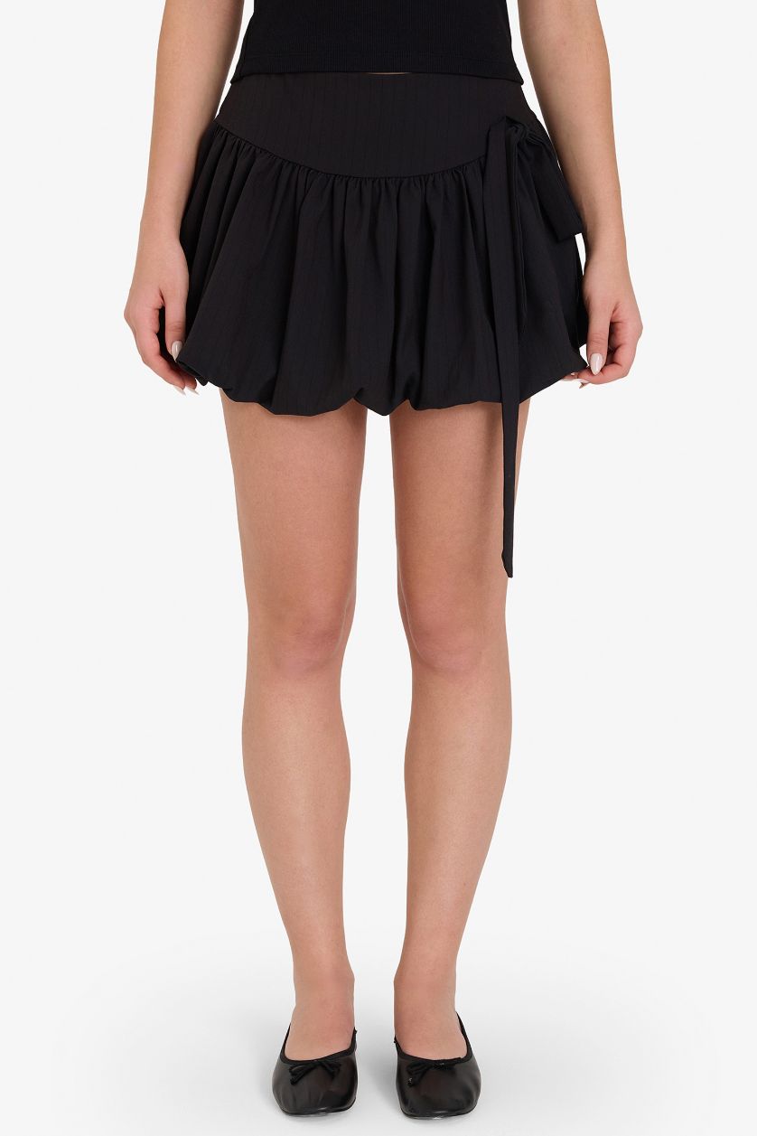 Kadın Kahve Balloon Fıt Normal Bel Mini Etek