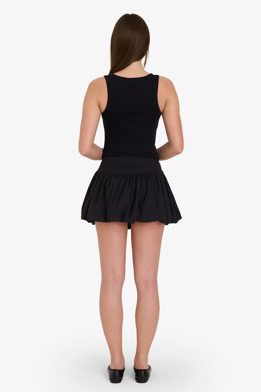 Kadın Kahve Balloon Fıt Normal Bel Mini Etek