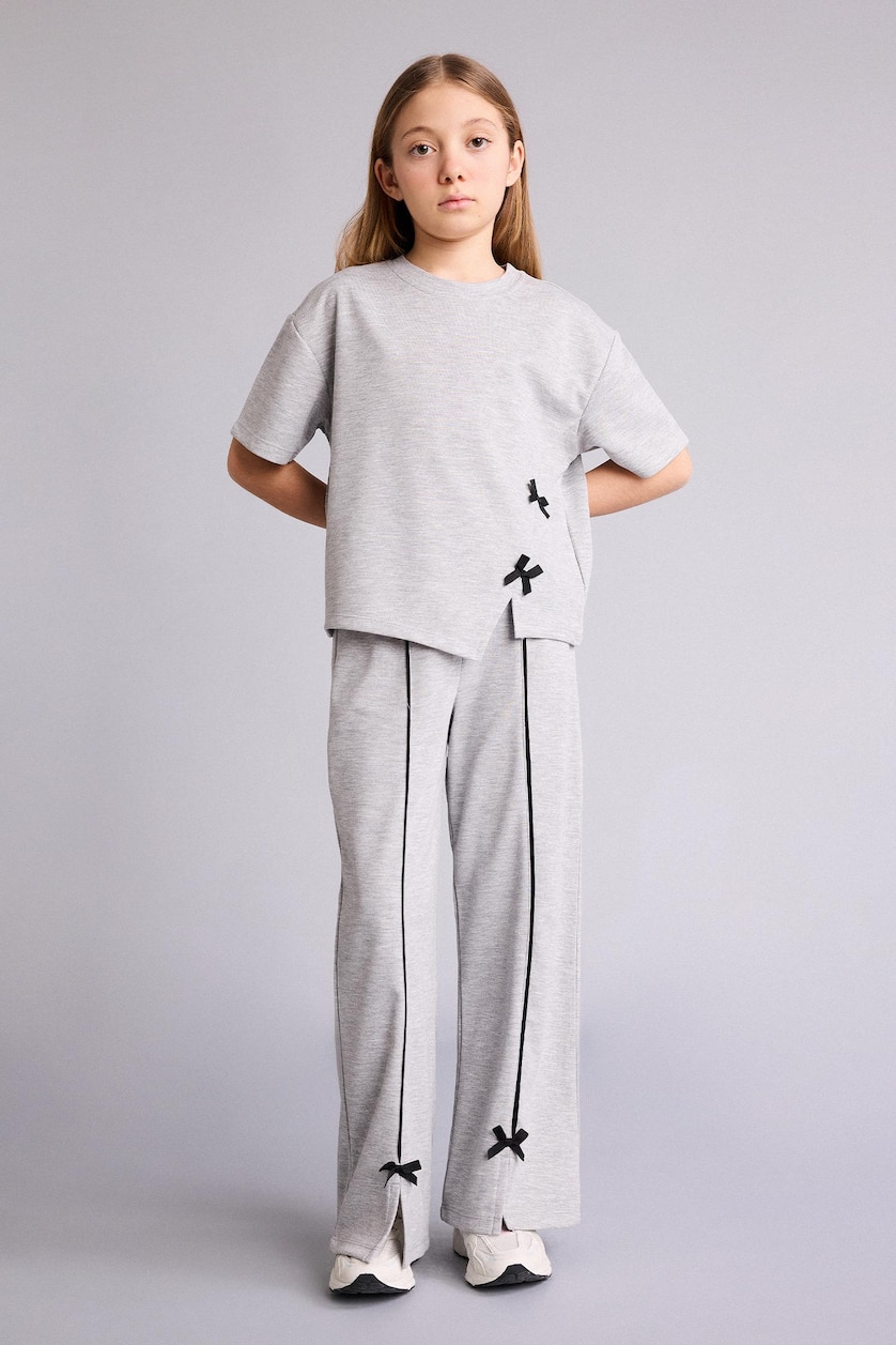 Young Girls - Teen Girls Light Grey Melange Girl 2 Piece Set for Girls