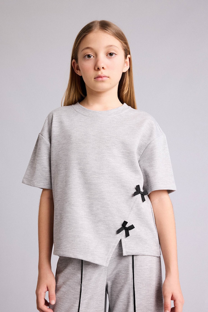 Young Girls - Teen Girls Light Grey Melange Girl 2 Piece Set for Girls
