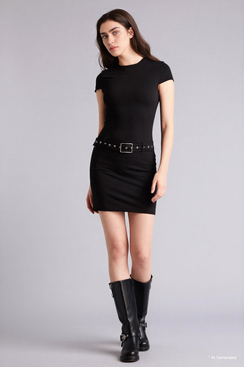 Kadın Siyah Bodycon Vücudu Saran Mini Elbise