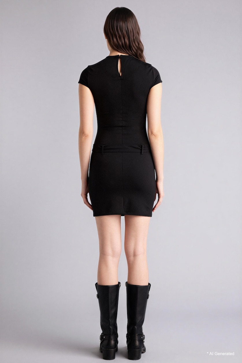 Kadın Siyah Bodycon Vücudu Saran Mini Elbise