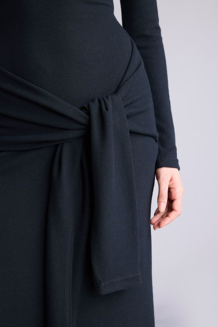 WOMAN NAVY Bodycon Crew Neck Midi Dress