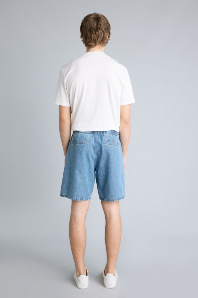 Ерлер Көк Жұмсақ фактуралы Baggy Fit джинс бермуд