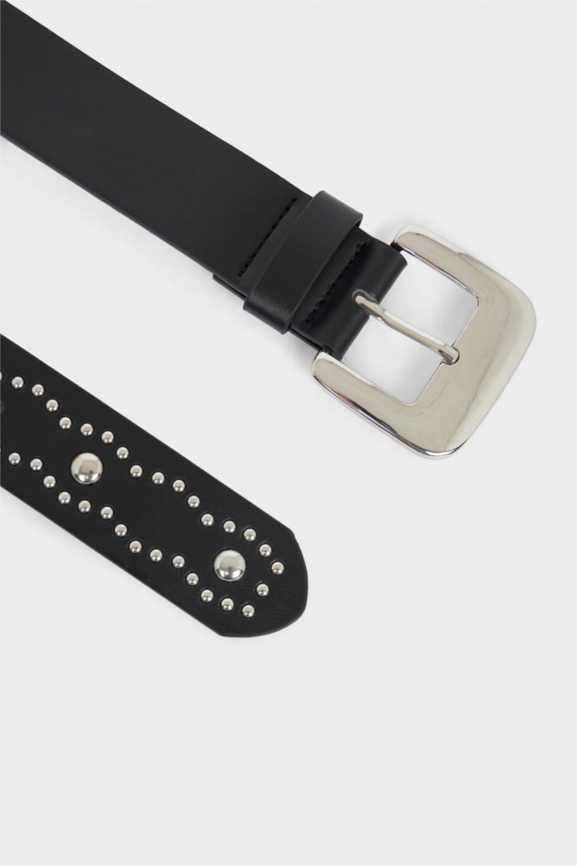 Kadın Siyah Kadın Dikdörtgen Toka Suni Deri Günlük Kemer