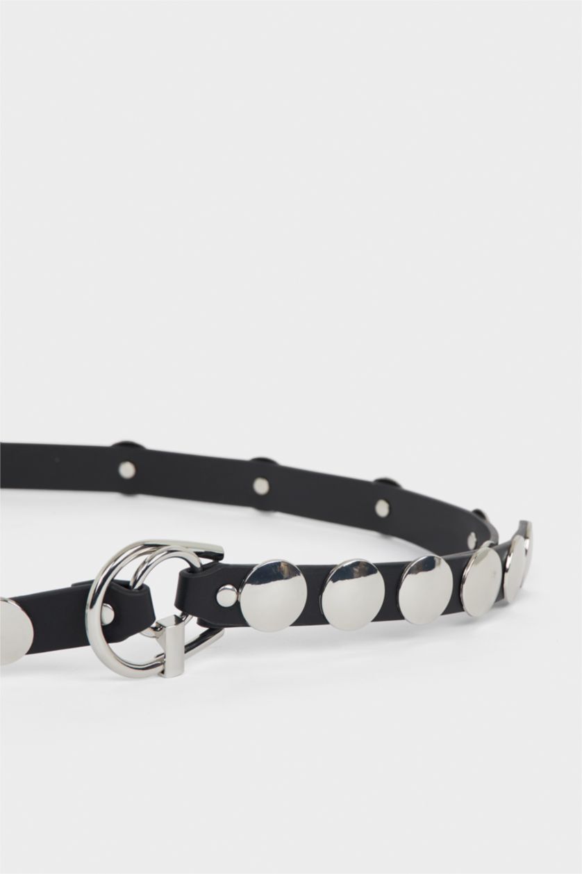 Kadın Siyah Kadın Oval Toka Suni Deri Günlük Kemer