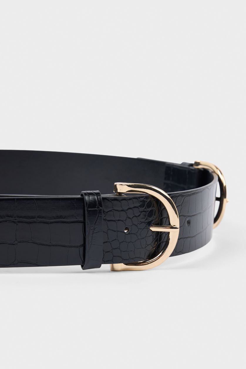 Kadın Siyah Kadın Oval Toka Suni Deri Klasik Kemer