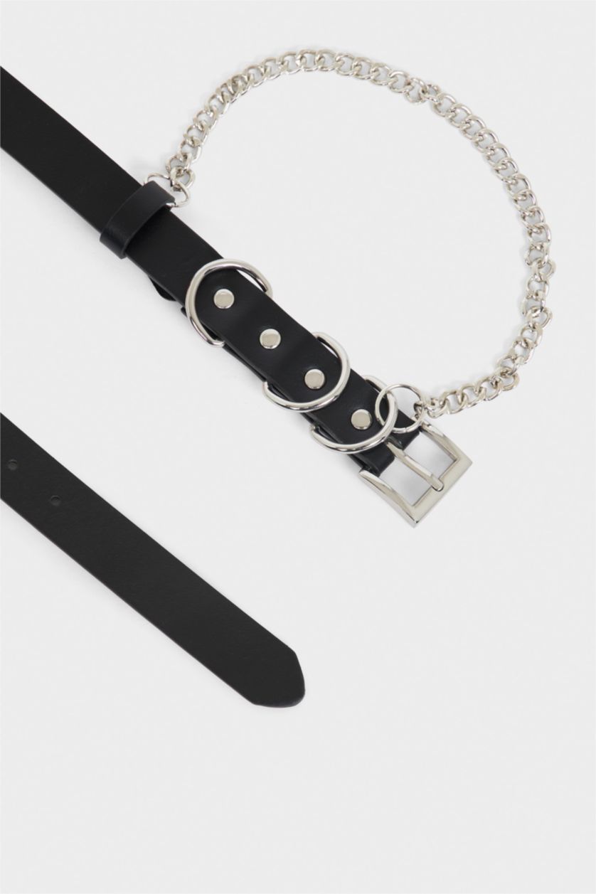 Kadın Siyah Kadın Dikdörtgen Toka Suni Deri Günlük Kemer