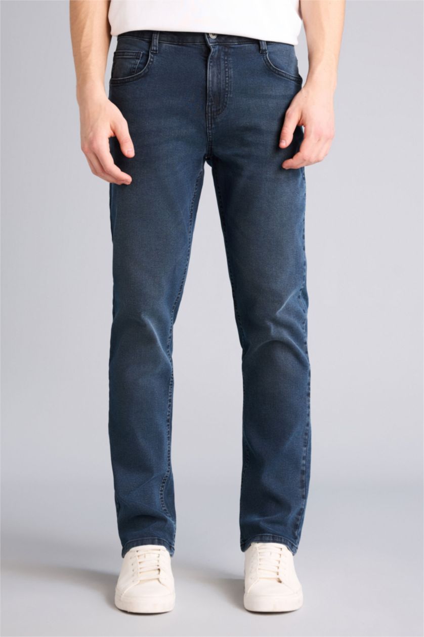 Мужчины Черно-синий Джинсы Sergio Regular Fit с нормальной посадкой и прямыми штанинами