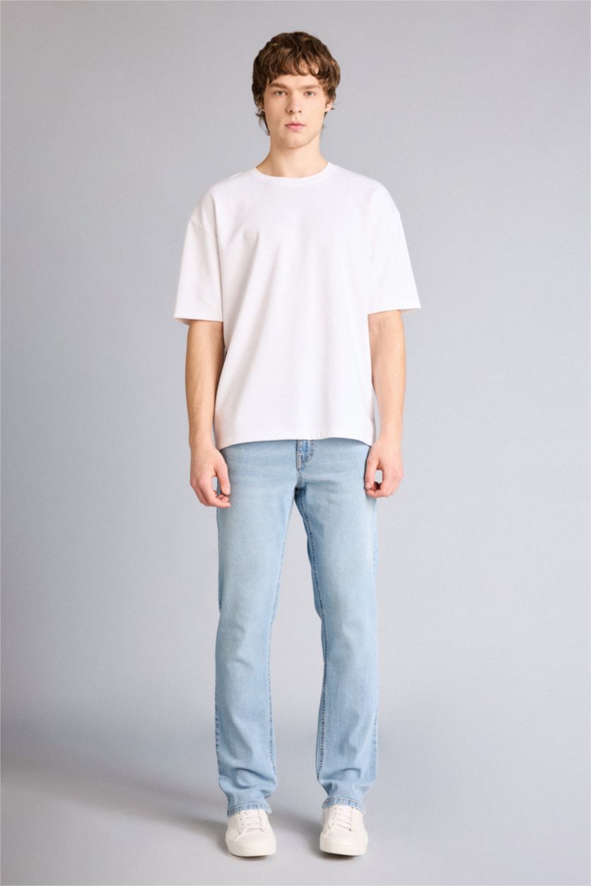 Erkek Açık Mavi Sergio Regular Fıt Normal Bel Boru Paça Pantolon