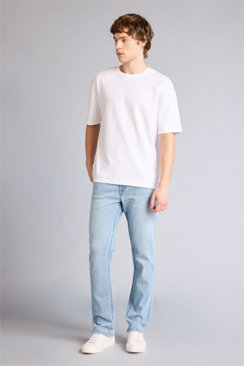 Erkek Açık Mavi Sergio Regular Fıt Normal Bel Boru Paça Pantolon