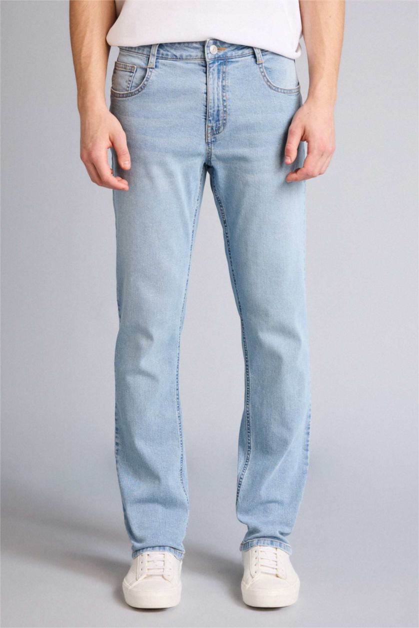 Erkek Açık Mavi Sergio Regular Fıt Normal Bel Boru Paça Pantolon