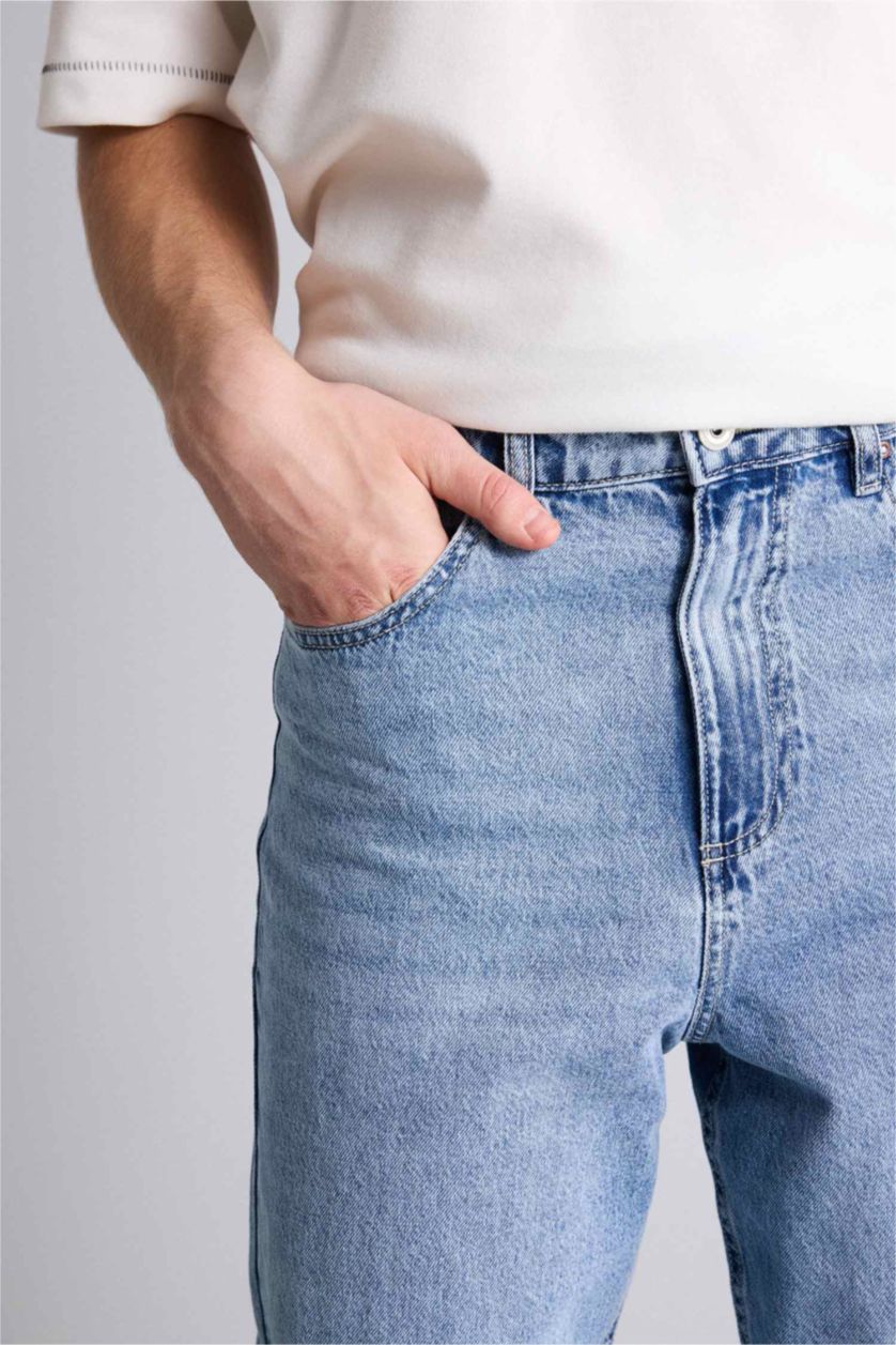 Мужчины Светло-синий Джинсы Baggy Fit с прямыми штанинами