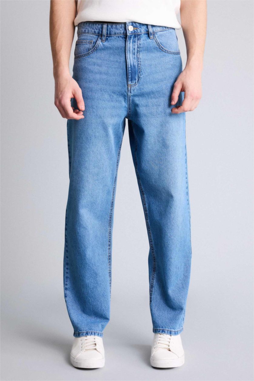 رجال أزرق Baggy Fit Trousers