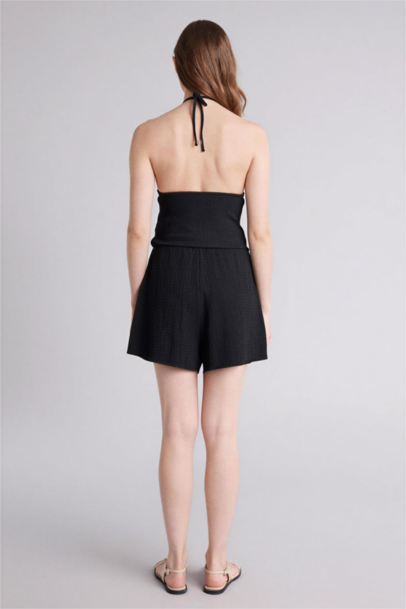 FEMME Noir Short froissé Coupe ample