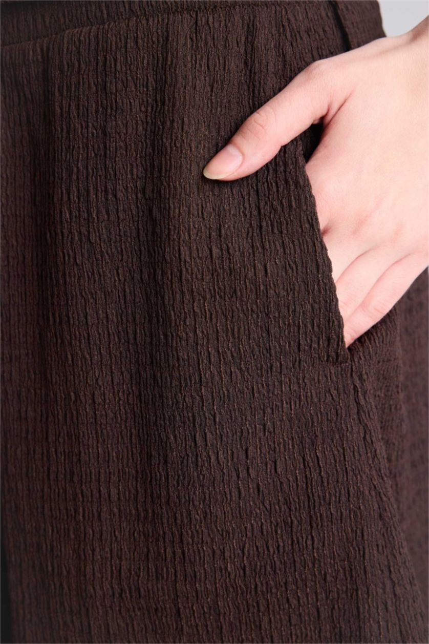 FEMME Marron Short froissé Coupe ample