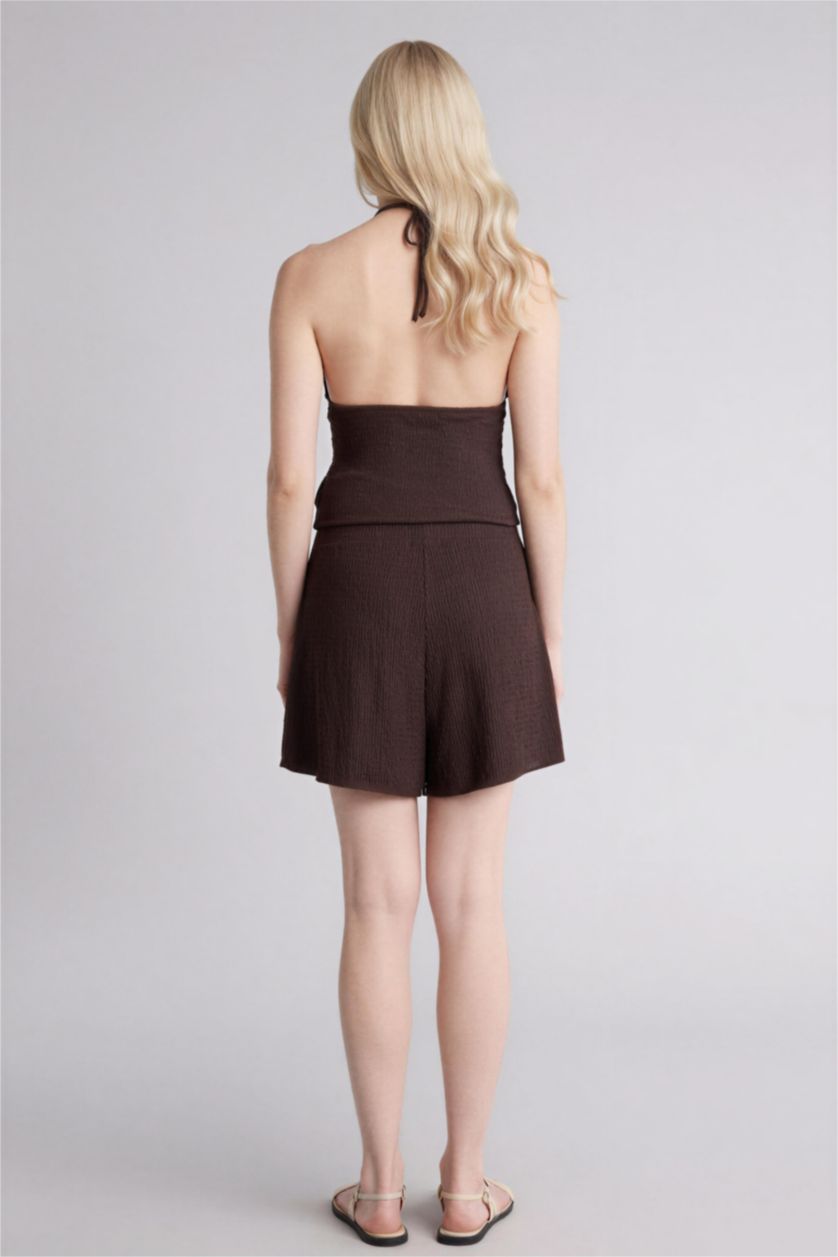 FEMME Marron Short froissé Coupe ample