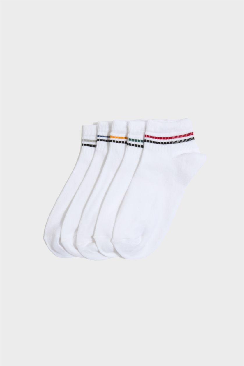 Erkek Çocuk - Genç Erkek Beyaz 5'li Pamuklu Soket Çorap Erkek Çocuk