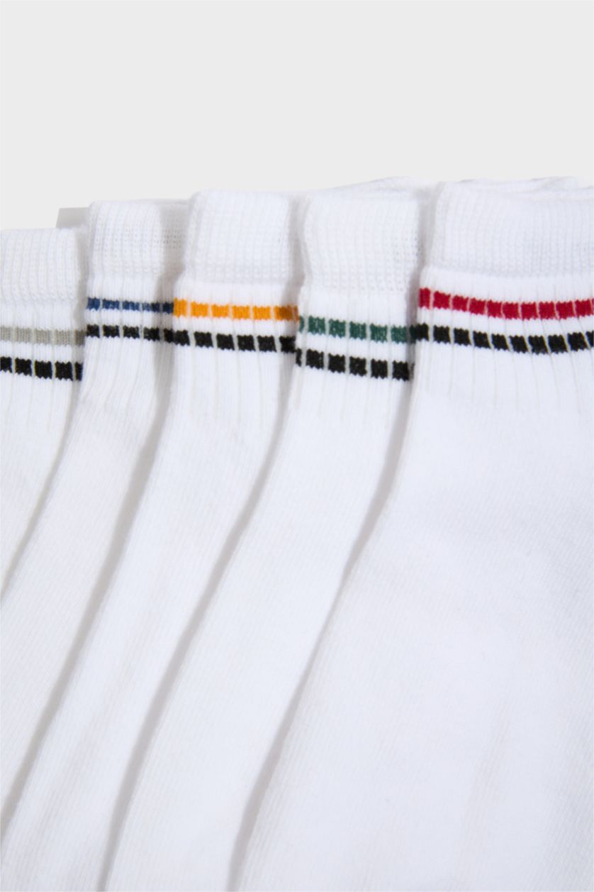 Erkek Çocuk - Genç Erkek Beyaz 5'li Pamuklu Soket Çorap Erkek Çocuk