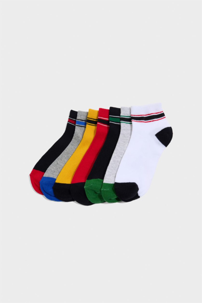 Erkek Çocuk - Genç Erkek Karma Baskılı 7'li Pamuklu Patik Çorap Erkek Çocuk