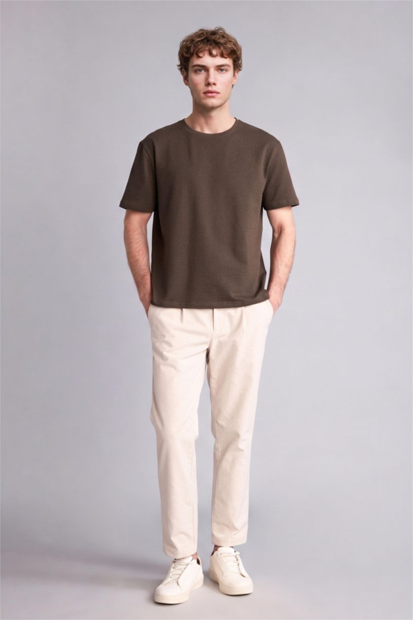 Erkek Kahve Regular Fit Kısa kollu Tişört