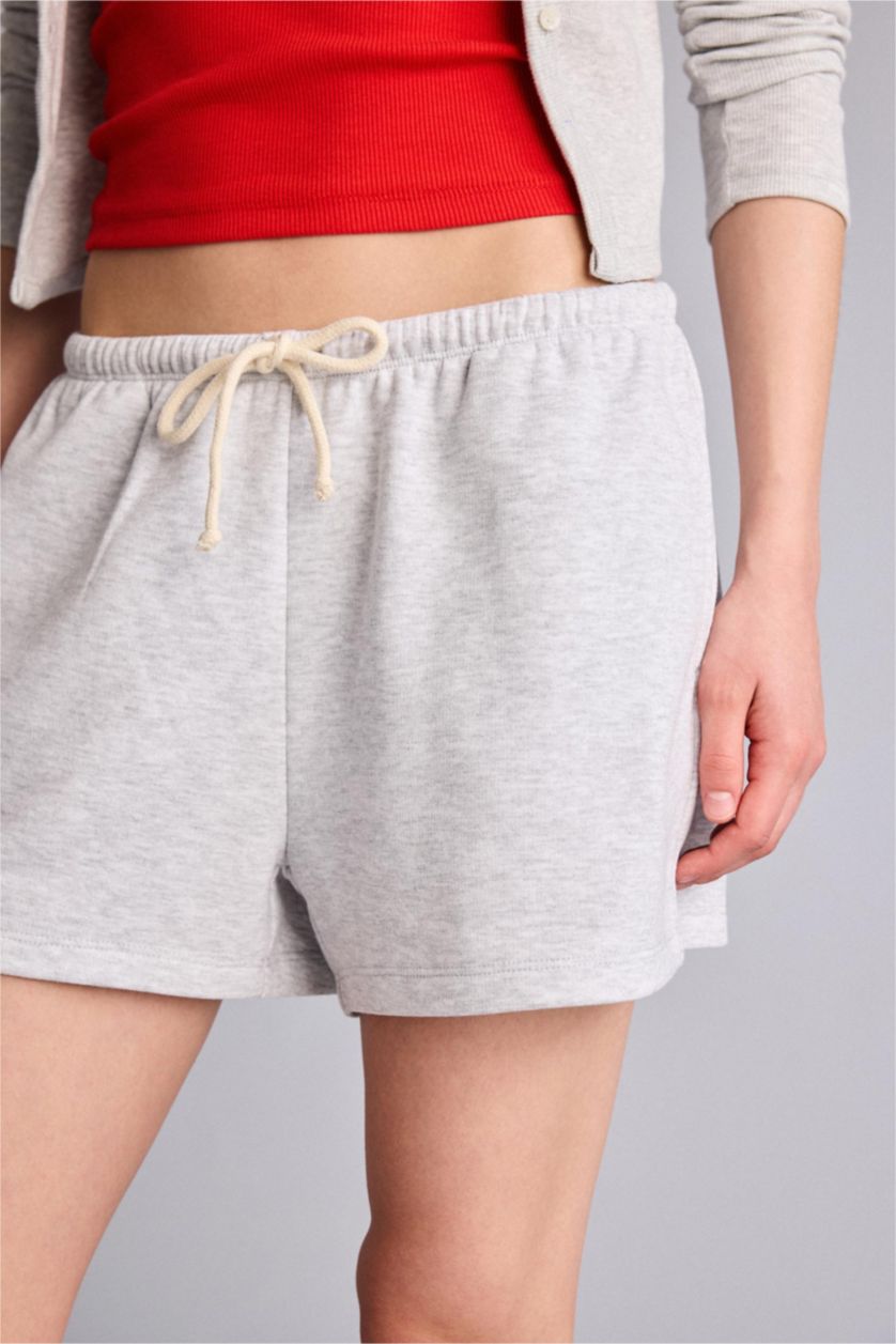 حريمي ميلانج رمادي شورت قصير قصة عادية