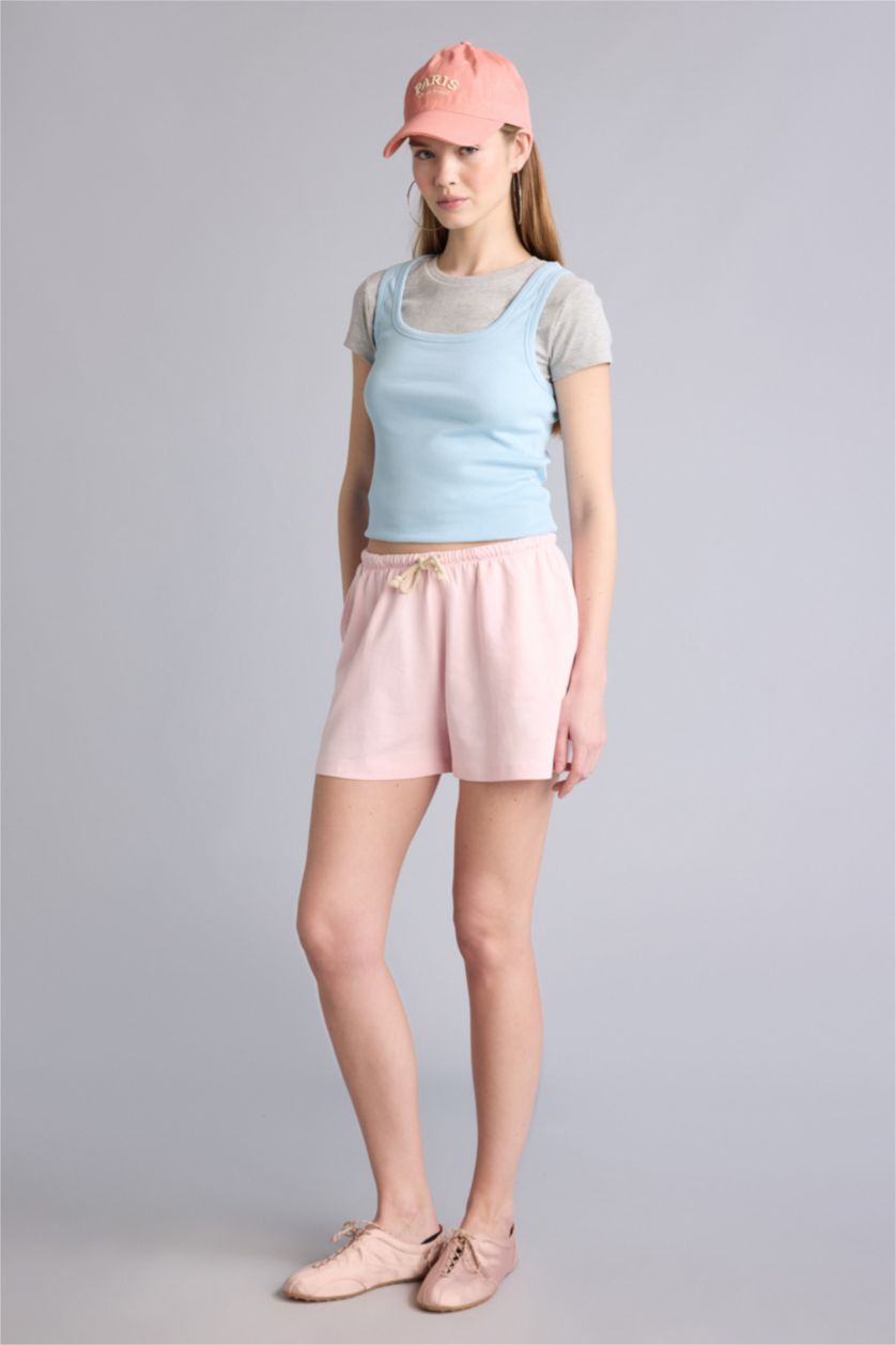 Женщины Светло-розовый Шорты Standard Fit из свитшотной ткани