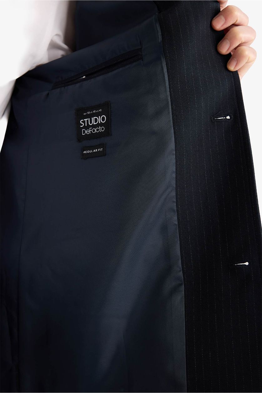 MAN NAVY Regular Fit Polo Collar Cotton Lined Blazer