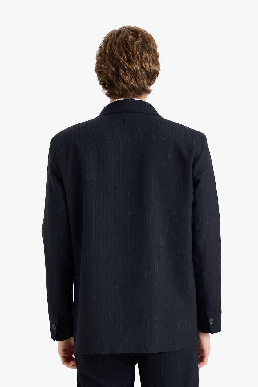 MAN NAVY Regular Fit Polo Collar Cotton Lined Blazer