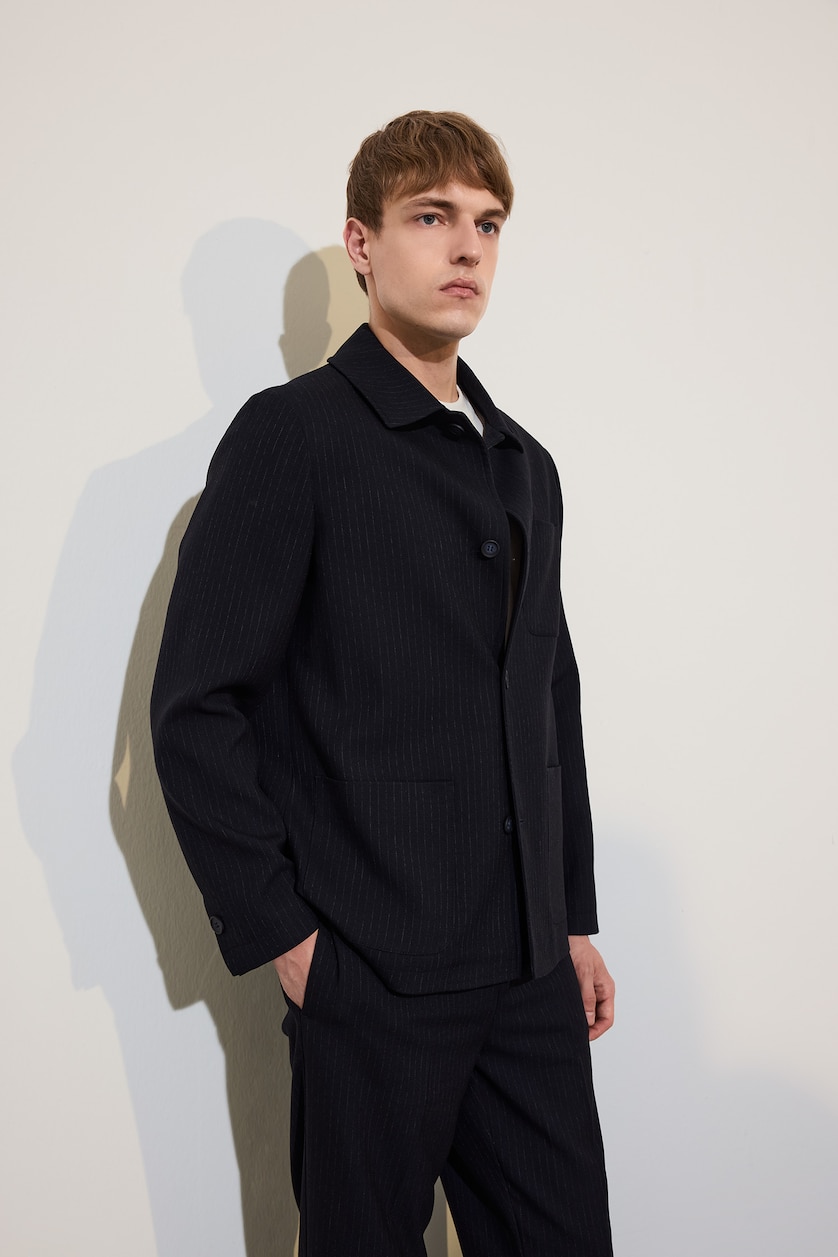 Erkek Siyah Regular Fıt Blazer Ceket