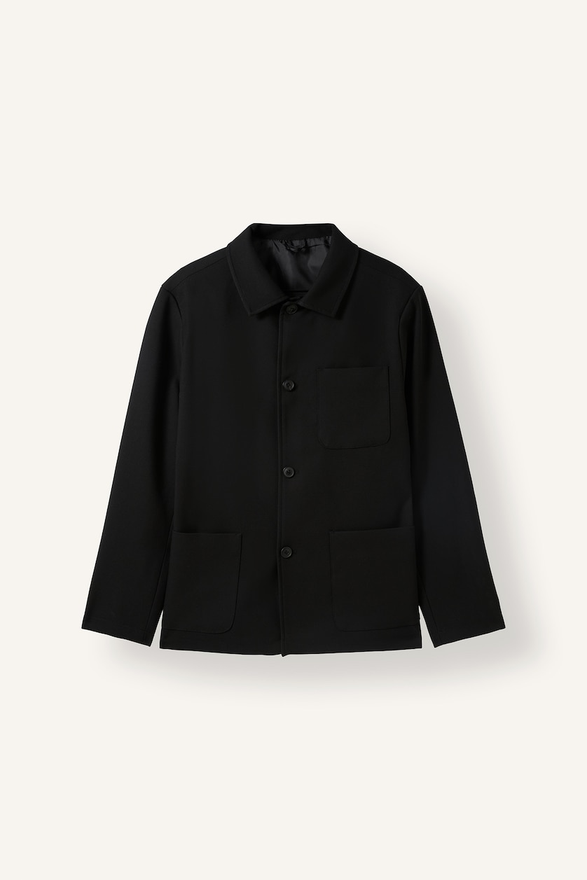 Men Black Regular Fit Polo Collar Cotton Lined Blazer