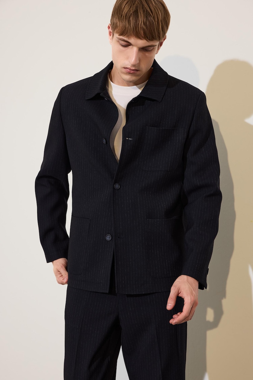 Erkek Siyah Regular Fıt Blazer Ceket