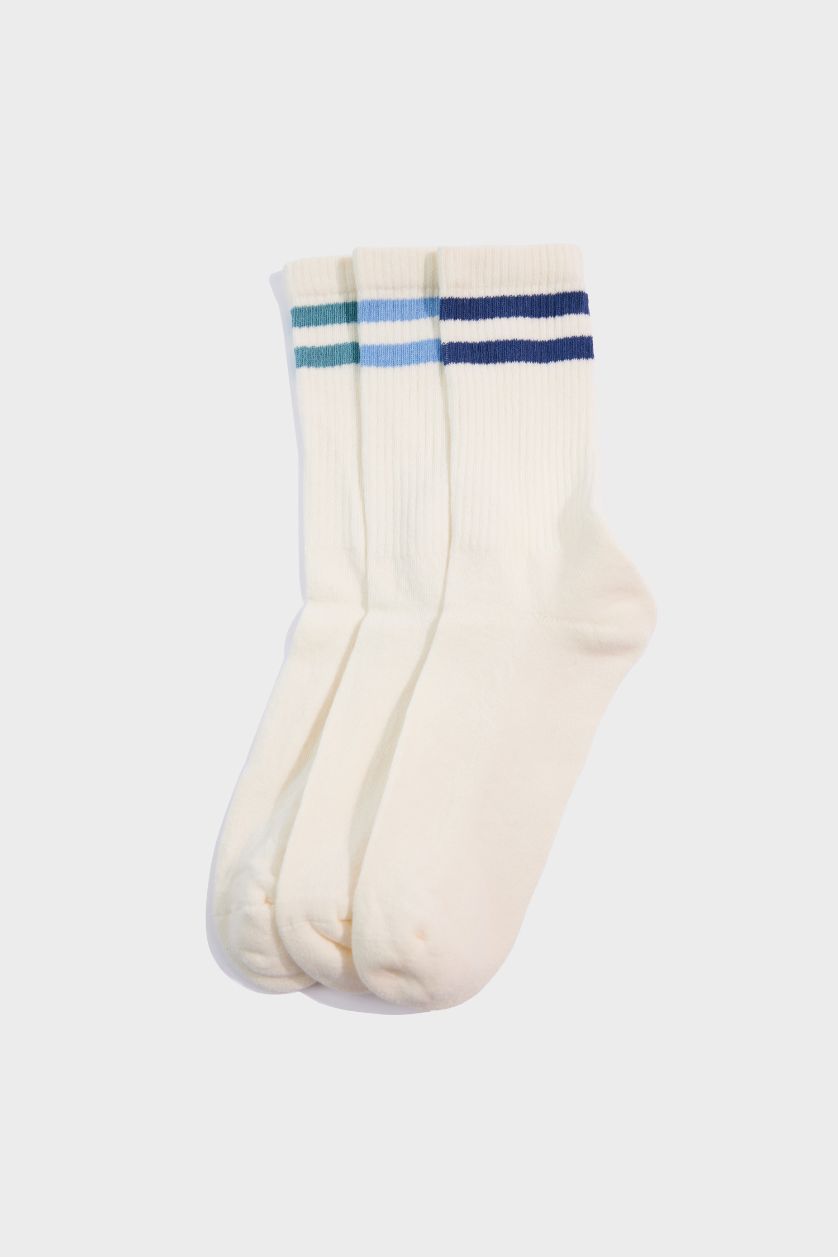Erkek Beyaz Erkek Dikişsiz 3'lü Pamuklu Havlu Spor Çorap