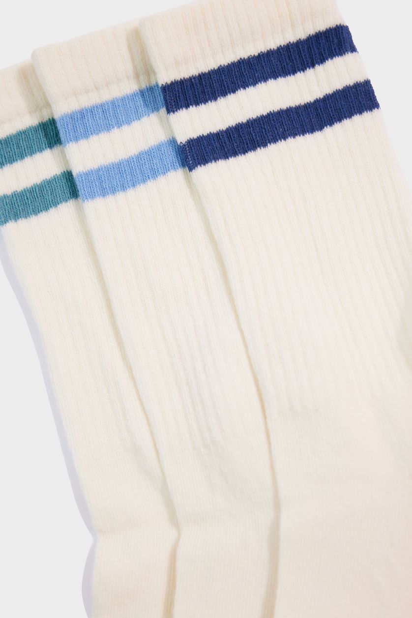 Erkek Beyaz Erkek Dikişsiz 3'lü Pamuklu Havlu Spor Çorap