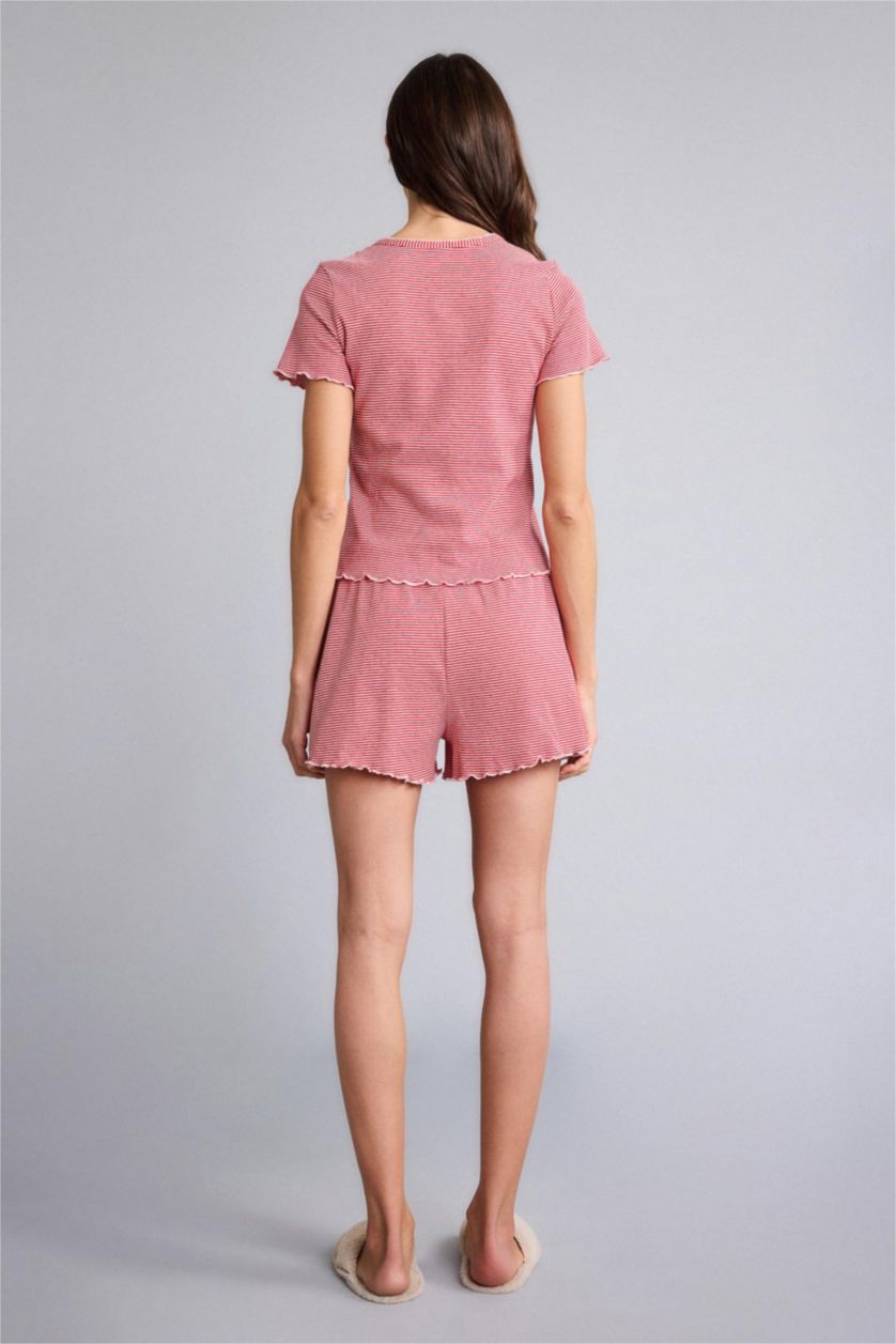 Kadın Kırmızı Regular Fıt Kısa Kollu 2'li Takım