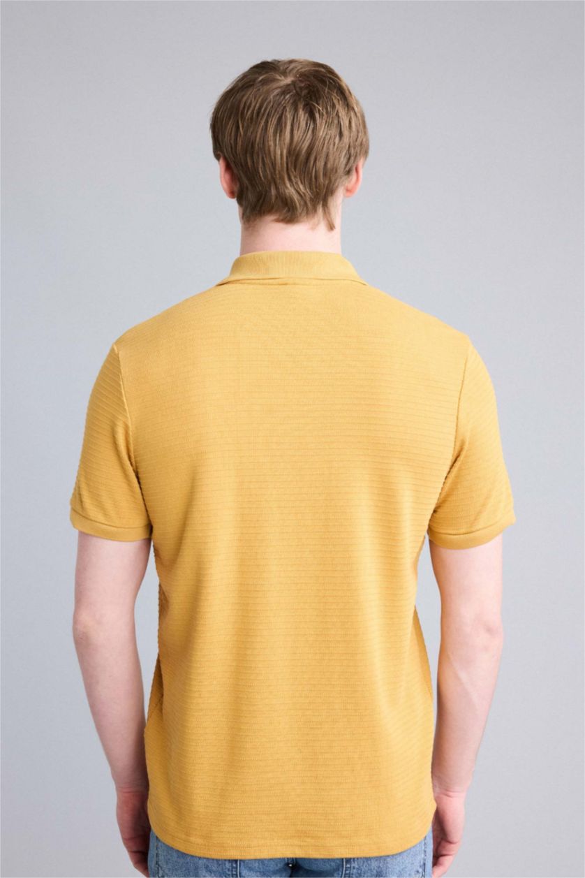 Мужчины Темно-желтый Футболка поло с коротким рукавом