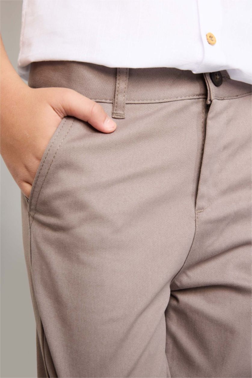 Erkek Çocuk - Genç Erkek Vizon Regular Fıt Düz Paça Gabardin Pantolon Erkek Çocuk